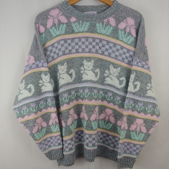 pastel cat sweater